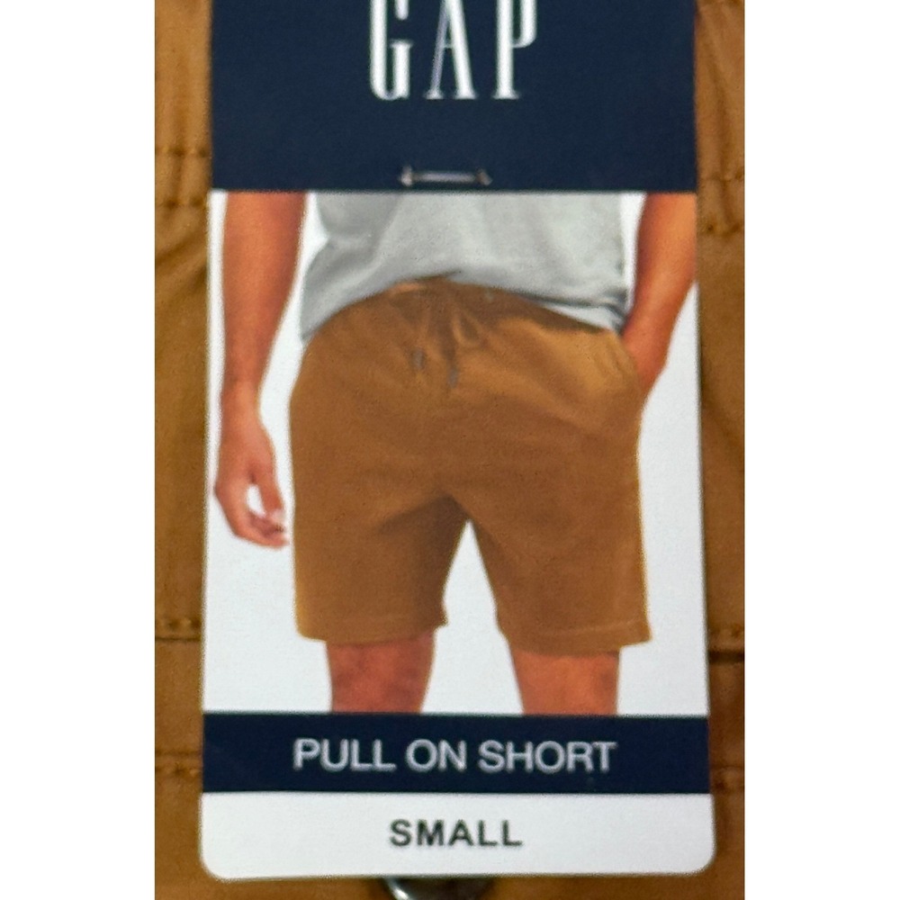 GAP Shorts Small Elastic Waist Brown Cotton Drawstring Casual‎ NWT Men's Chino
